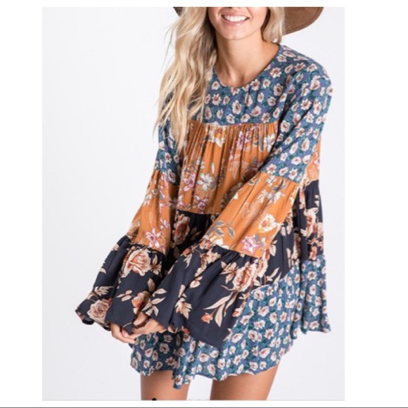 Floral print woven mix and match tunic top - Picture 3 of 8